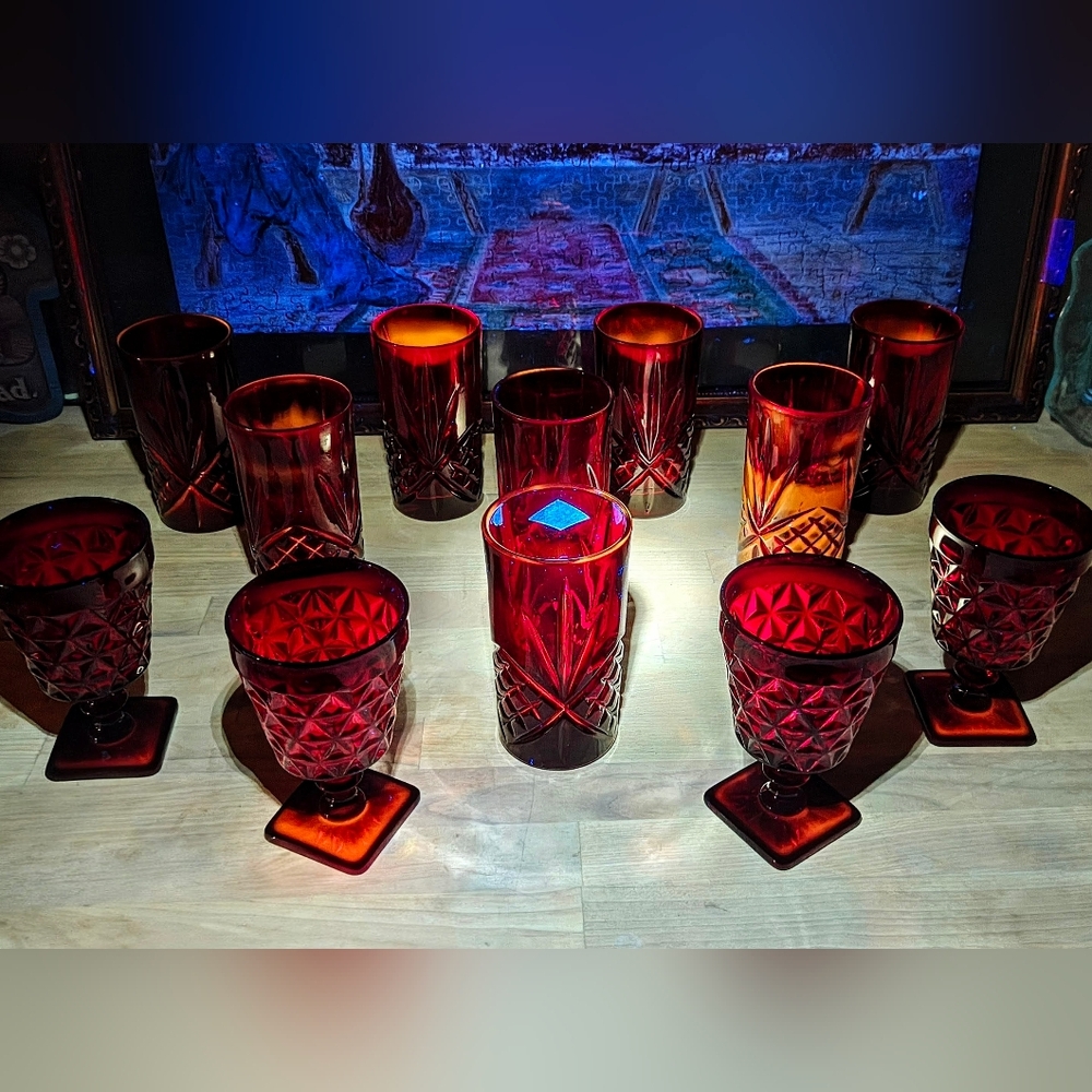VTG Cadmium Ruby Red Glass LOT